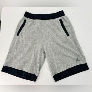 Jordan Shorts Men's L Gray Black Jumpman Sweat Fleece Basketball Lounge
